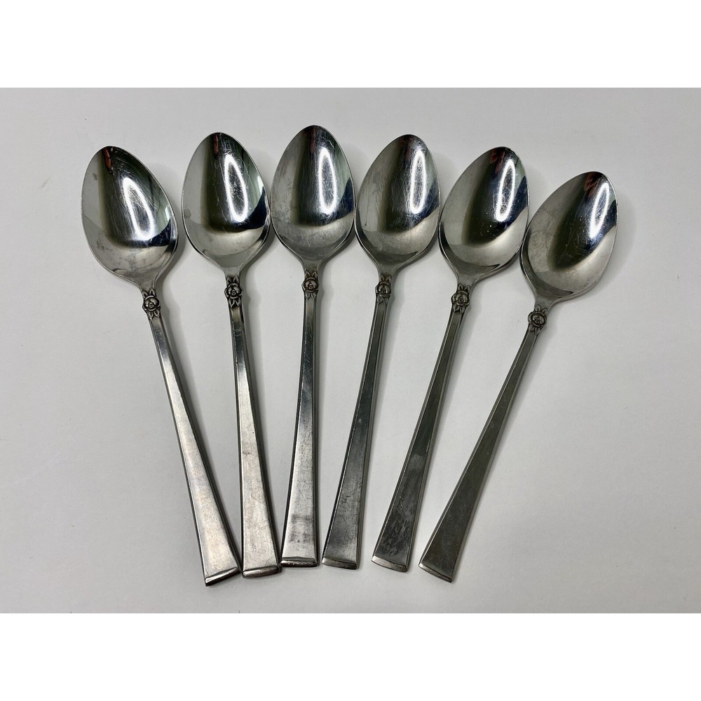 Nasco Stainless Steel Westwood Teaspoons Lot of 6 Made in Japan Rose Floral